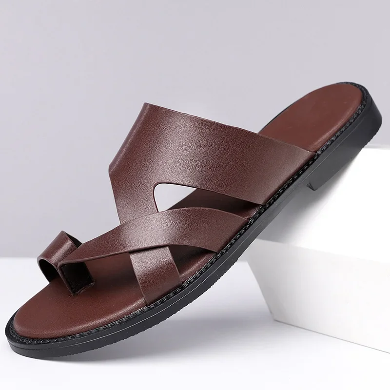 SHEIN TEMU Cross-border Flat Slippers Men's Summer Outer Wear Simple Casual Seaside Beach Sandals