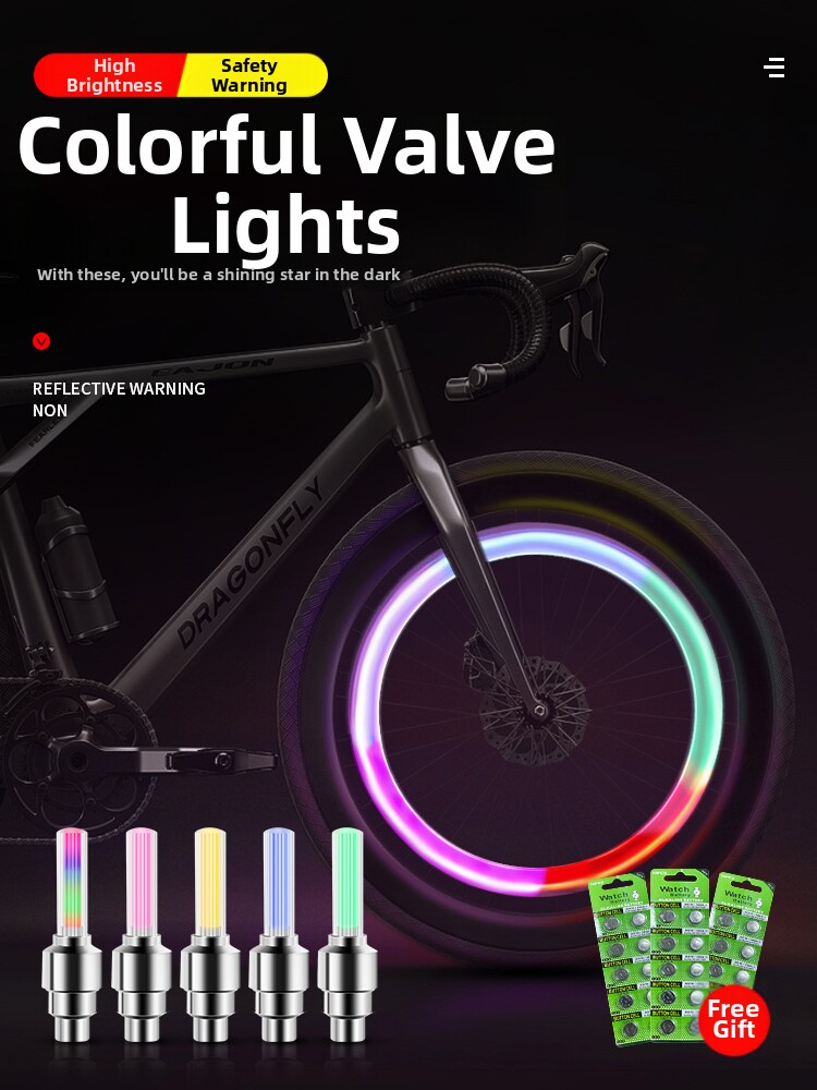 Mountain Bike Valve Core Light, Night Riding Fire Wheel Light, Colorful Sensor Electric Vehicle Motorcycle Tire Valve Light