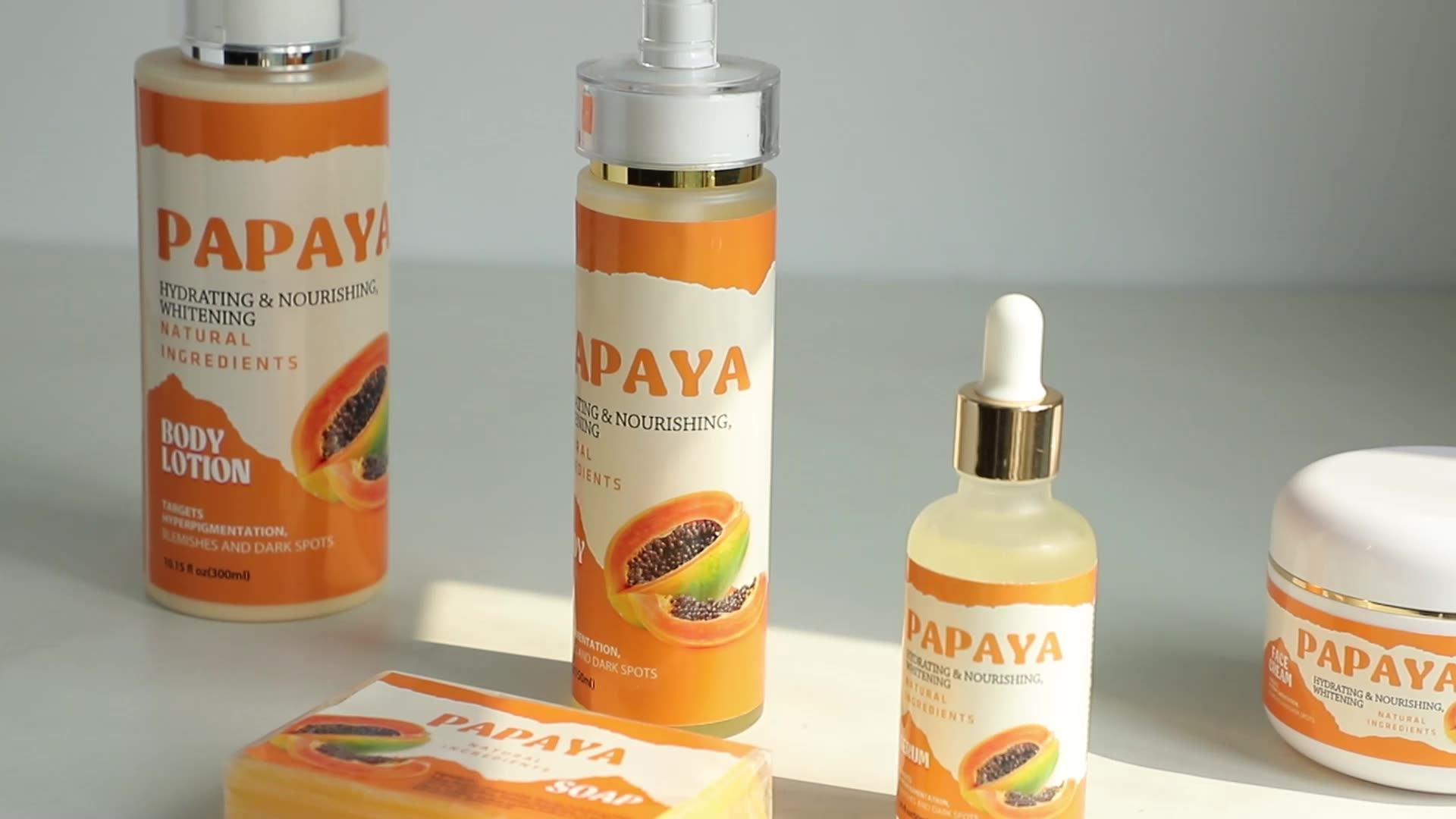 Private Label Skincare Beauty 5 Pcs Papaya Set Whitening Serum
