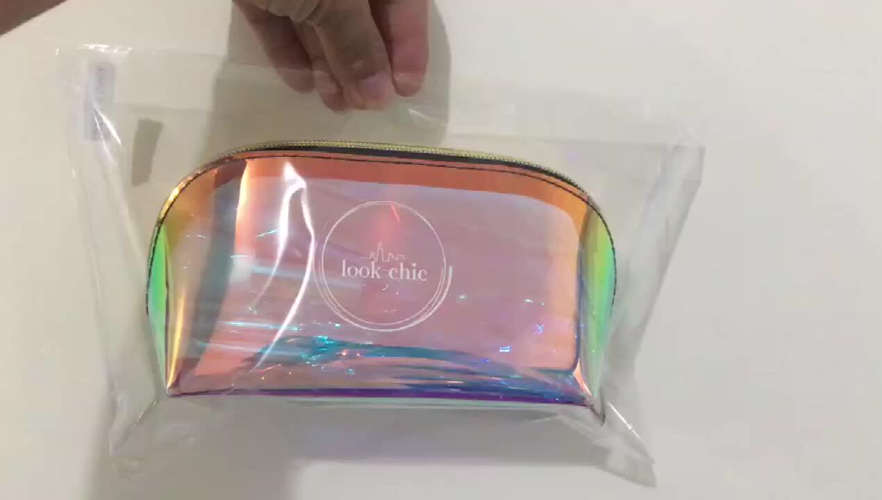 Customized Tpu Laser Makeup Bag Crystal Waterproof Rainbow Transparent