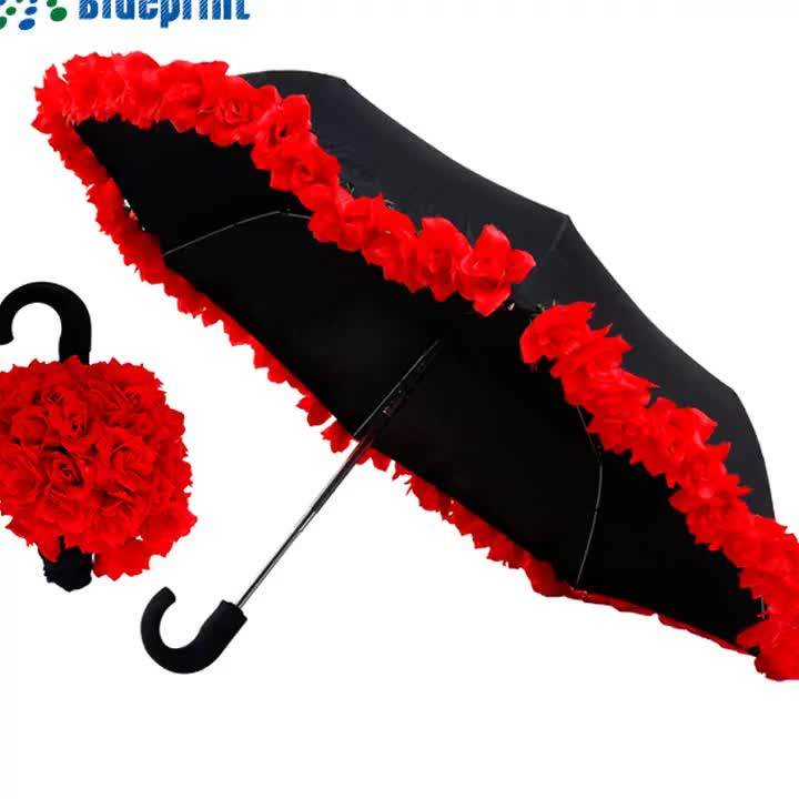 Manufacturer China Rose Edge 3 Fold Wedding Umbrella Buy 3 Fold