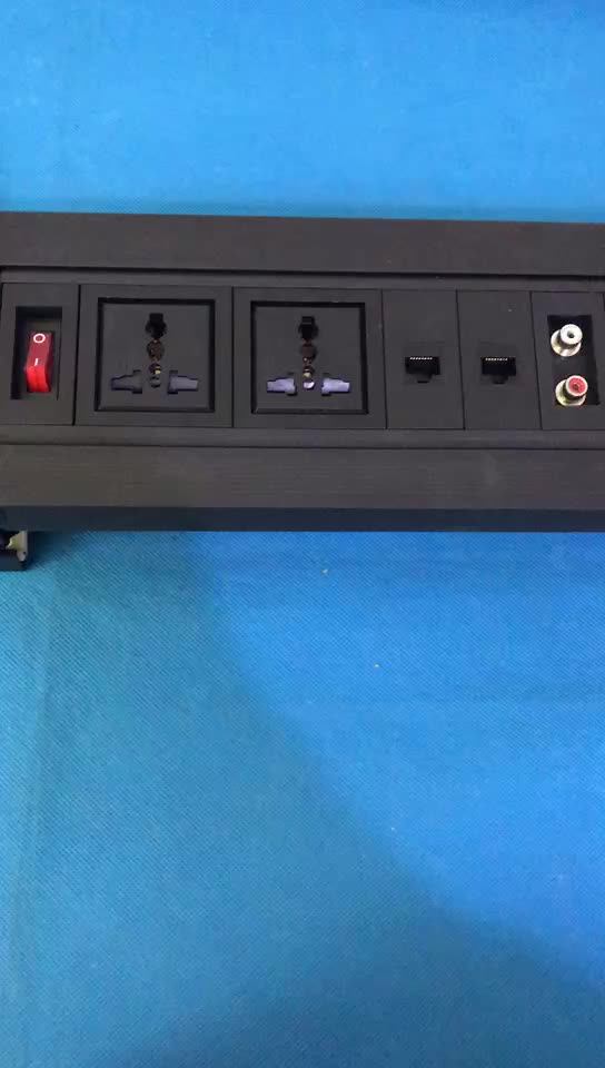 Brushed Black Universal Power Multimedia Manual Tabletop Socket Outlet