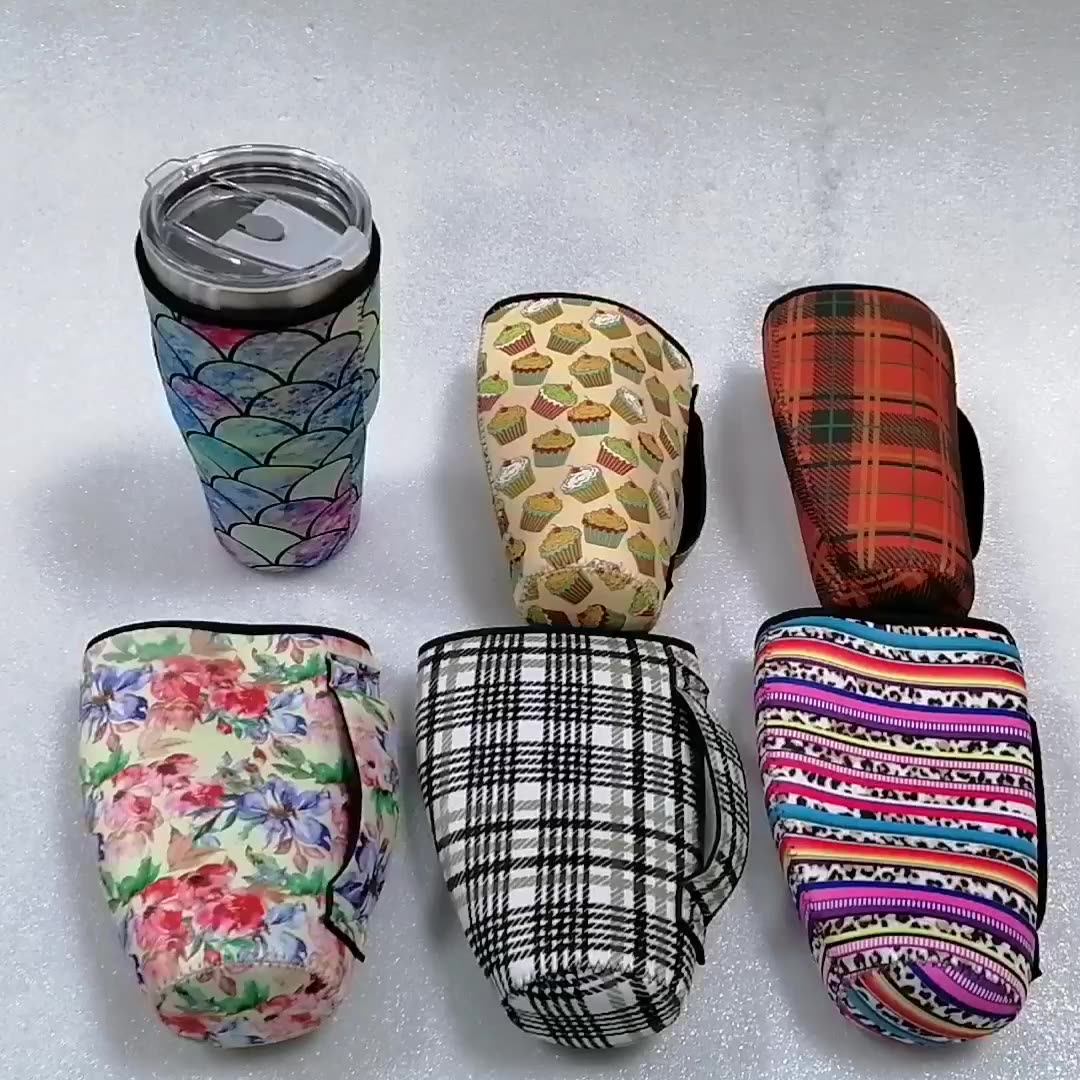 Custom Neoprene Loaded Bubble Tea Cup Holder Iced Coffee Cup Sleeve Insulated Mug Cover For 32