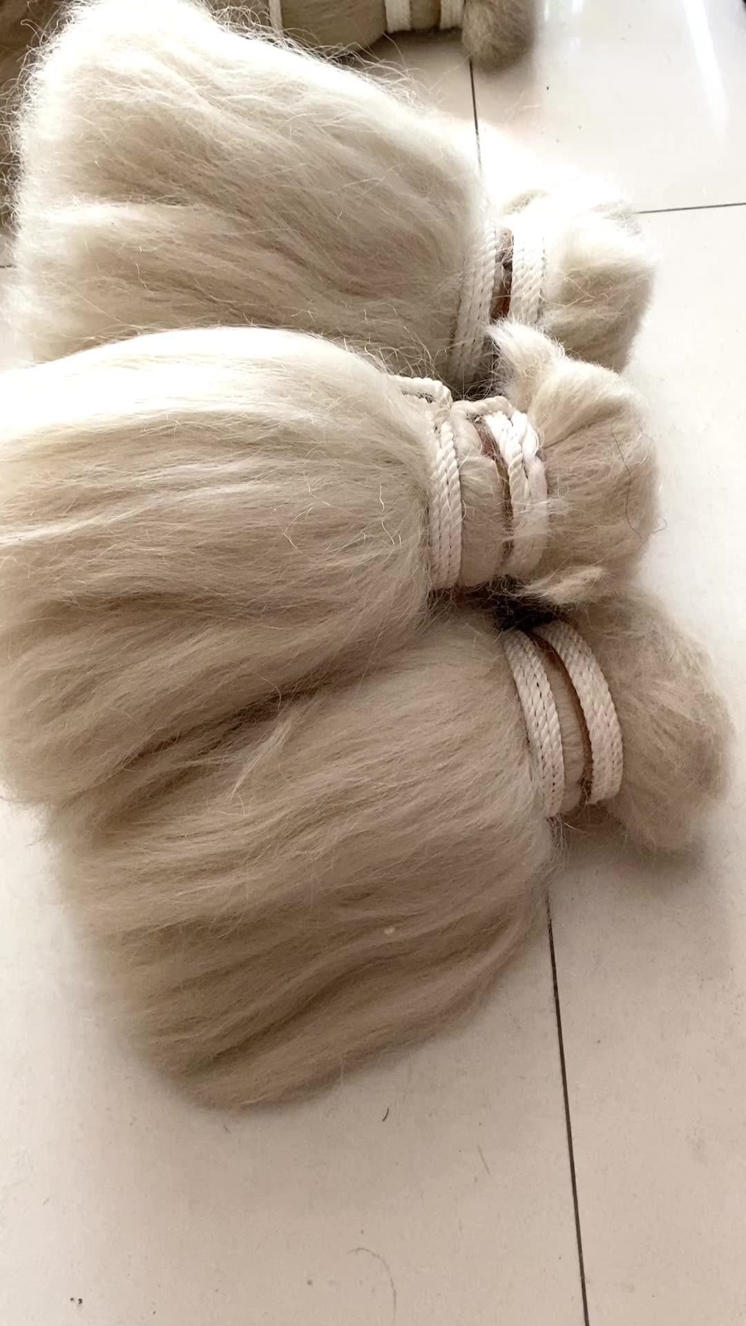 100 Washed Clean Yak Body Hair Bundles Yak Tail Hair Natural White