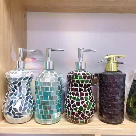 Wholesale Luxury Mosaic Glass Lotion Dispenser Hand Liquid Soap Pump