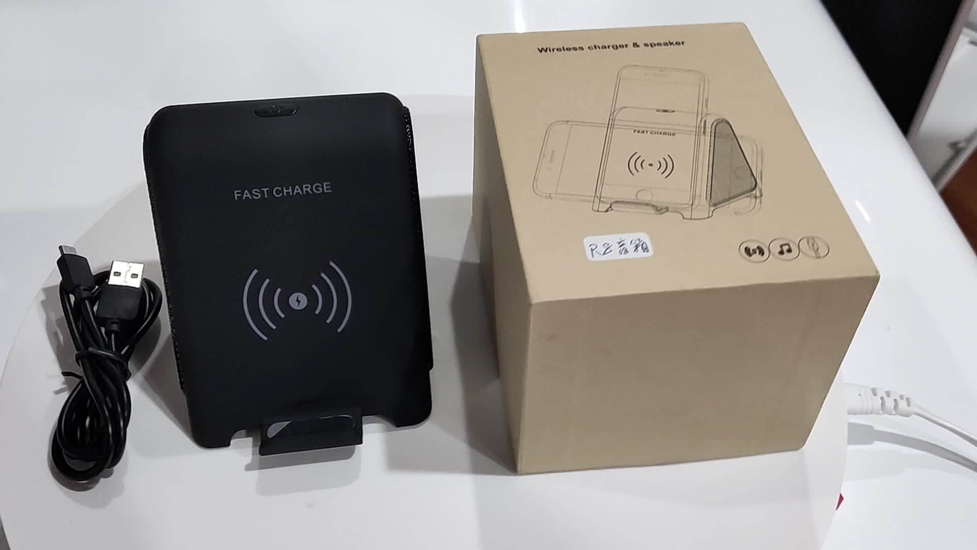 Fast Wireless Phone Charger With Bluetooth Speaker Stand Wireless Car