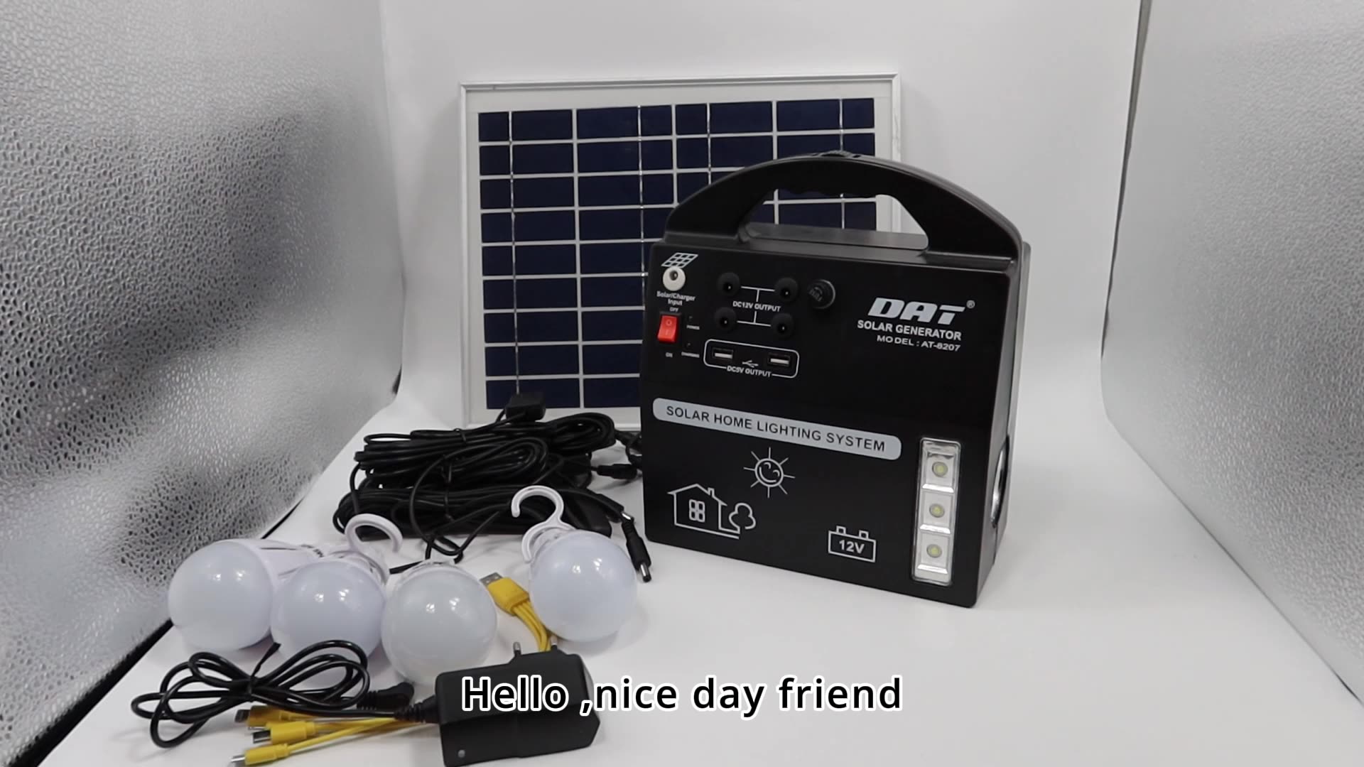 AT-8207 DAT DC 12v Battery Solar Lighting System - 4 LED Bulbs