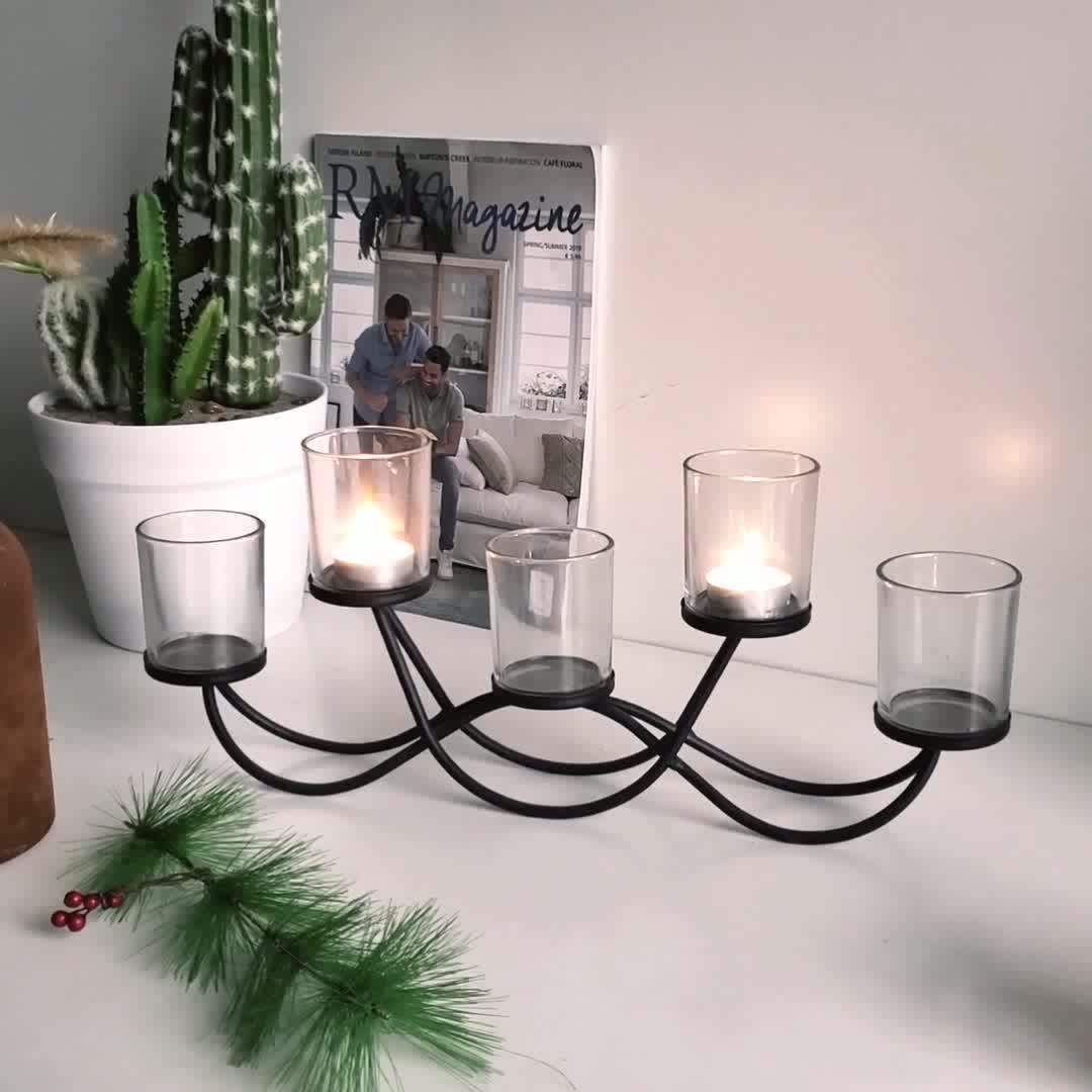 Vintage Copper Glass Candle Holder Tins Geometric Candle Holder For