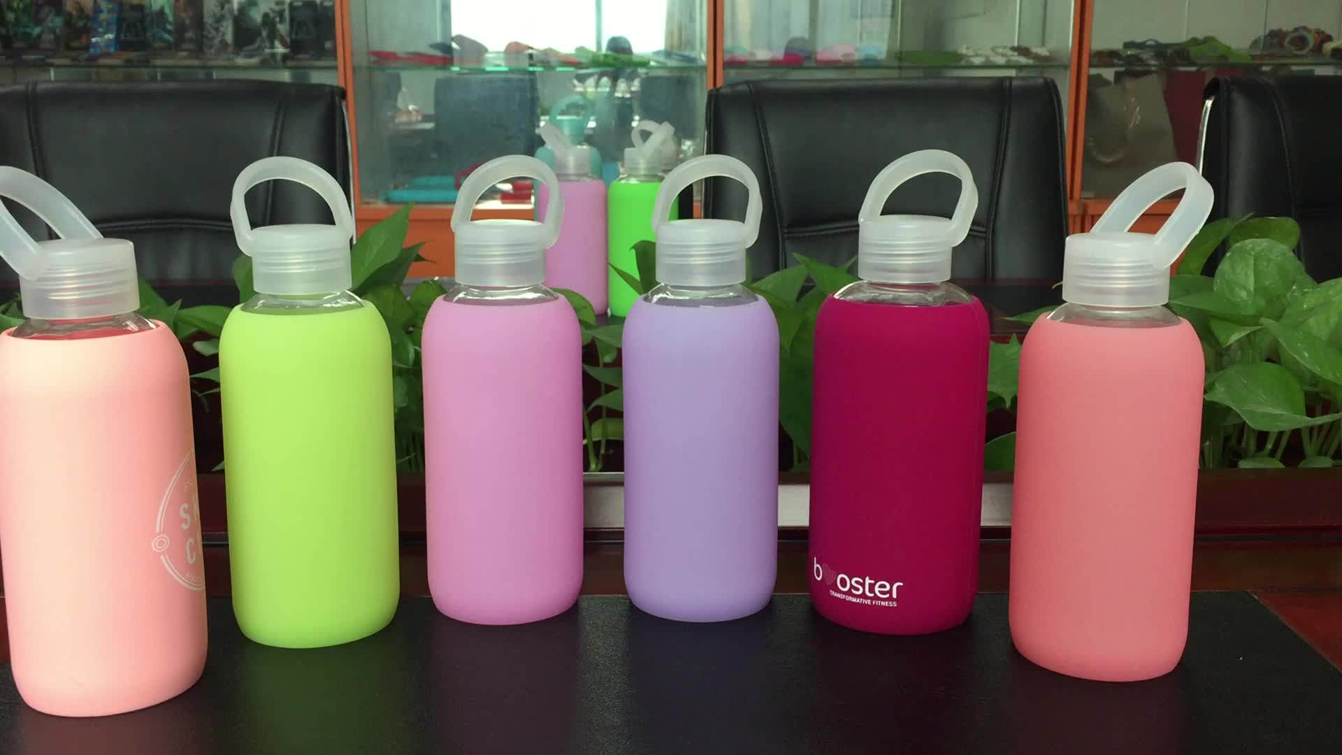 Unbreakable Glass Water Bottle With Silicone Sleeve Silicone Cover