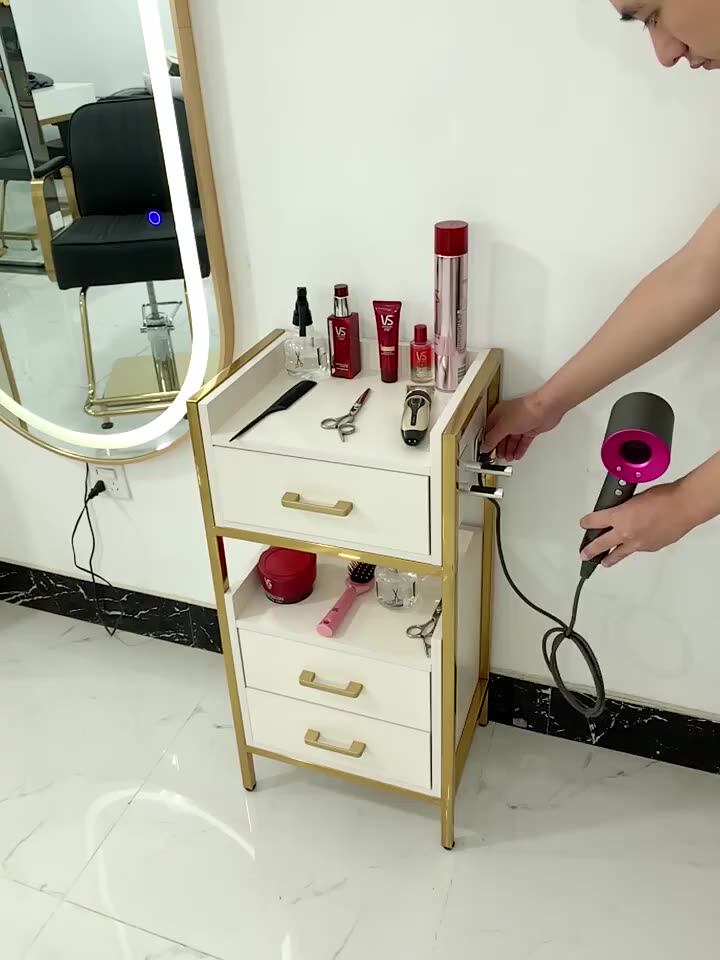 Yoocell Salon Trolley Modern White Metal Frame Beauty Cart