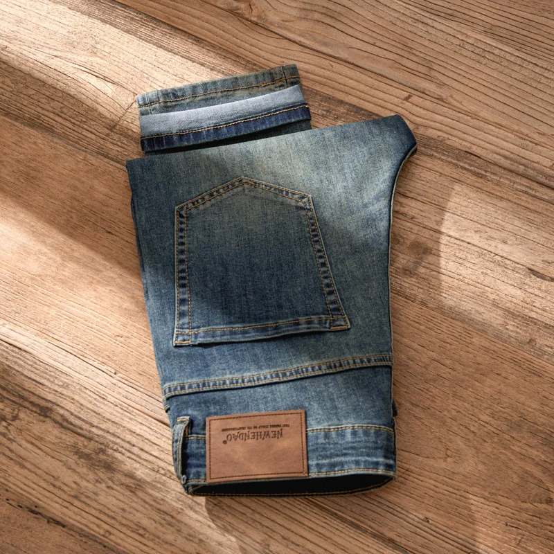 Ретро‑стиль эластичные джинсы из денима, коллекция 2023, slim fit, свободный прямой крой