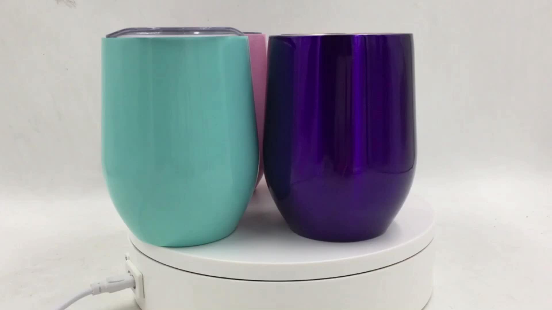 12oz Double Wall Stemless Wine Glass,Stainless Steel Vacuum Insulated