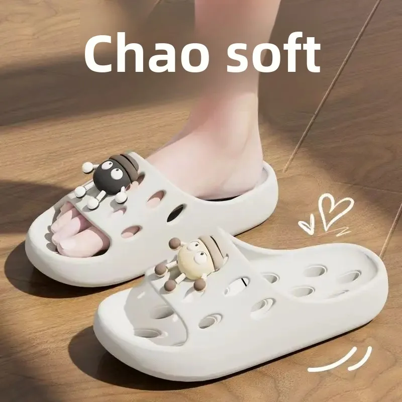 Bathroom Bath Slippers Women's Non-slip Quick-dry Home Four Seasons Hollow Leakage Shower Toilet Special Sandals for Men