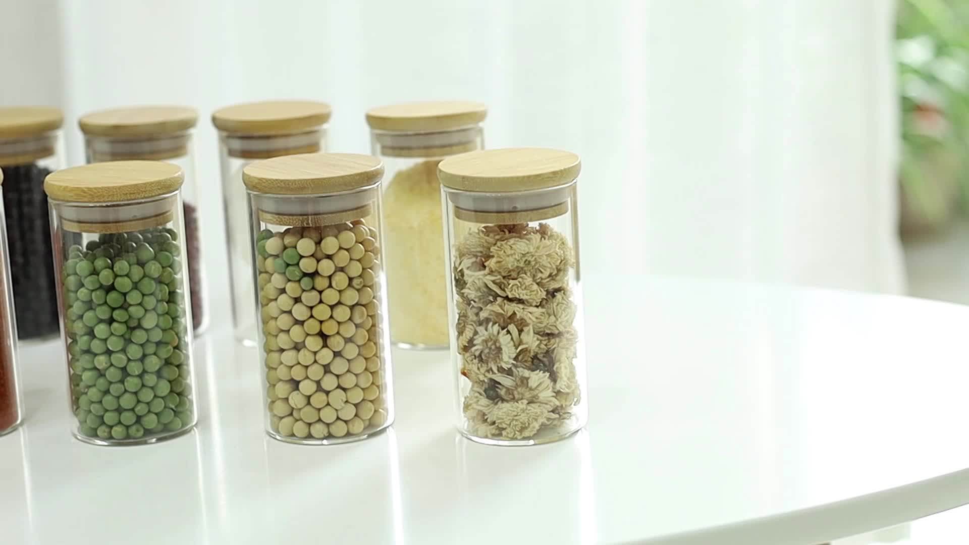 Wholesale Cylinder Custom Decal Logo Ceramic Jar Porcelain Storage Jar With Bamboo Airtight Lid