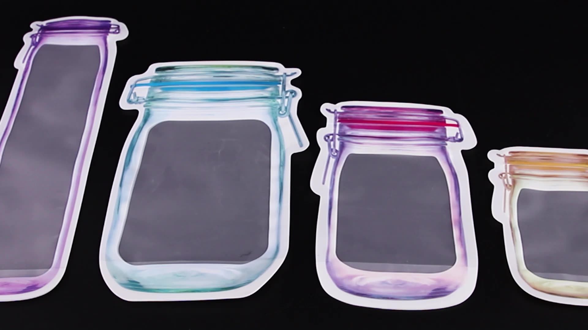 Customized Mason Jar Bottle Zipper Bag Reusable Transparent