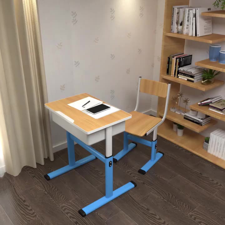 Modern School Set Furniture School Classroom Student Plastic Wooden Desk And Chair For School