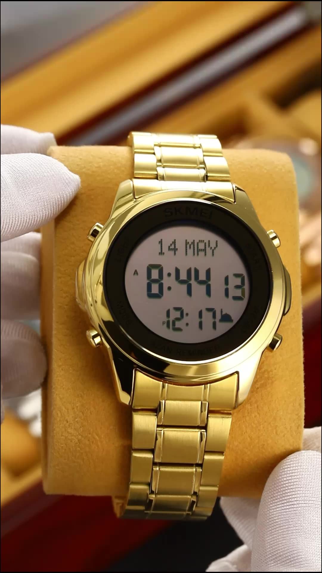 2097 Arabic Stainless Steel Digital Watches Islamic Qibla Direction Al
