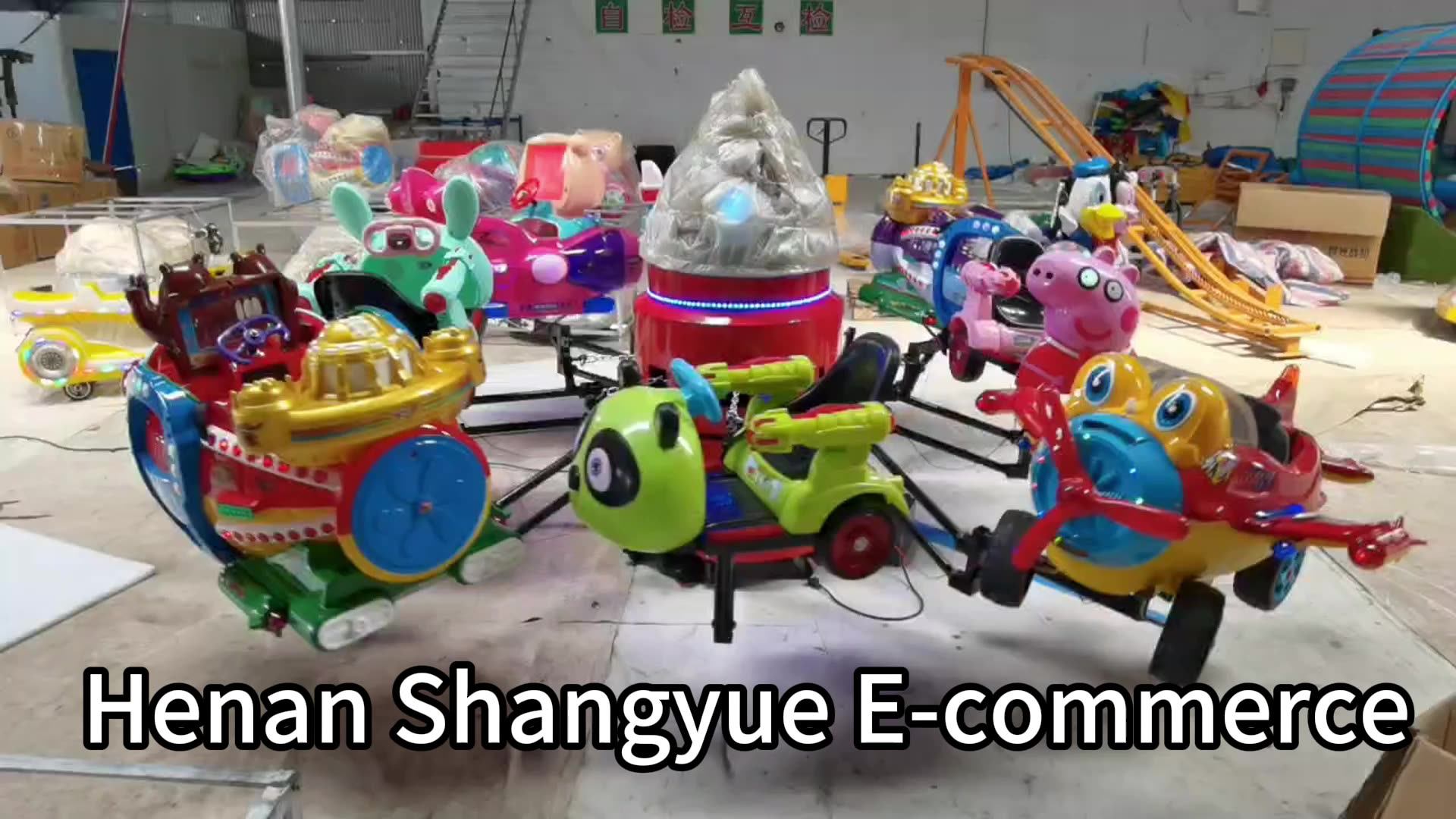 Kiddie Amusement Ride Electric Mini Carousel Horse 2 Car Merry Go Round