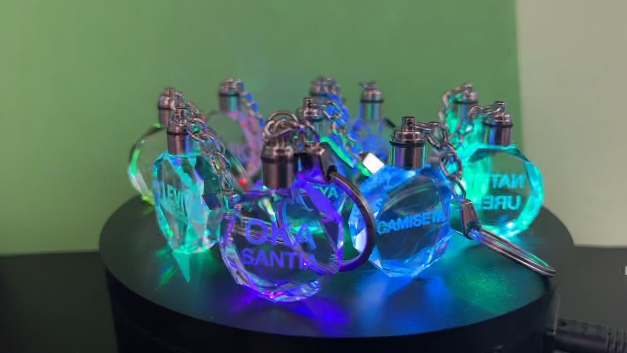 Custom Light Blank Crystal Keychains Crystal Glass 3d Laser Led Car