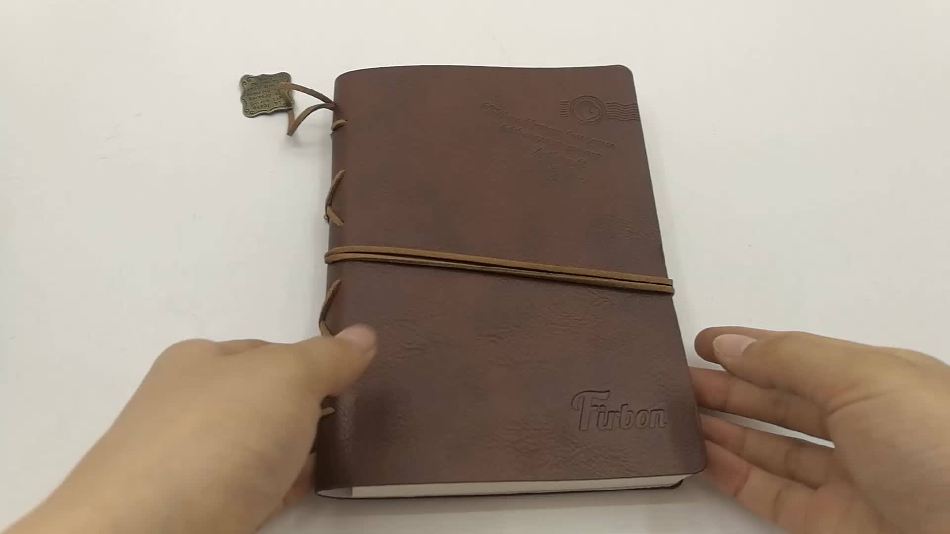 Debossed Logo Brown Color Faux Leather Traveler Journal Book With