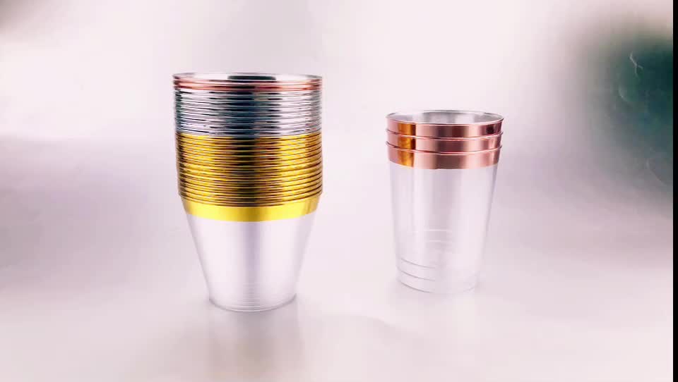 Customized Yard Wedding Durable 9 Oz Tail Cups Party Customized Yard Wedding Durable 9 Oz Tail Cups Party Clear Beer Rose Disposable Gold Rim