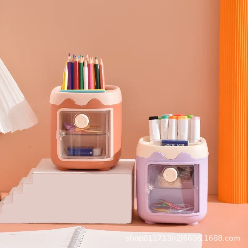 Pens holder for elementary school students, children's table storage system for men and women, cute pencil