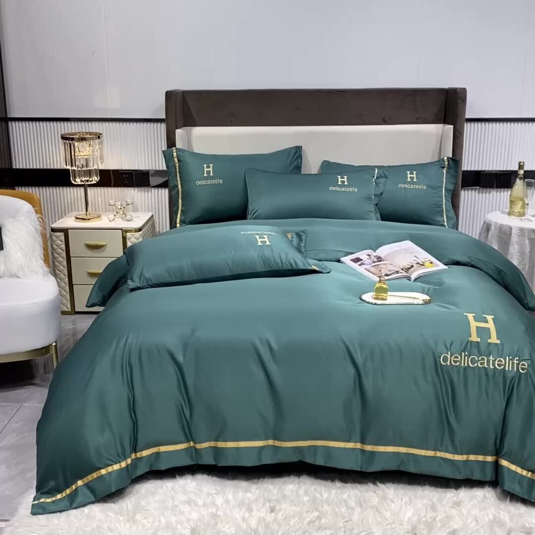 Wholesale Washed Embroidery Bed Sheets Sets Bedding Satin Soft Like