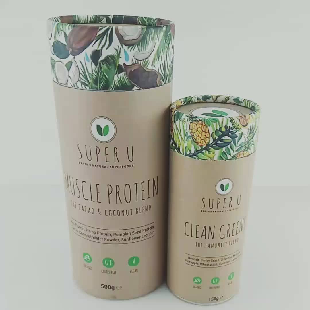 Cylinder Paper Cardboard Packaging Tube With Peel Off Airtight Lid For