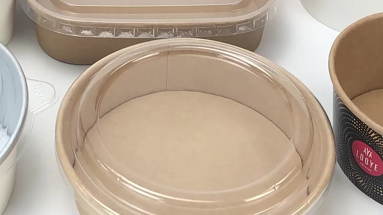 Disposable Brown Kraft Square Paper Meal Bowls Soup Tubs Food Container
