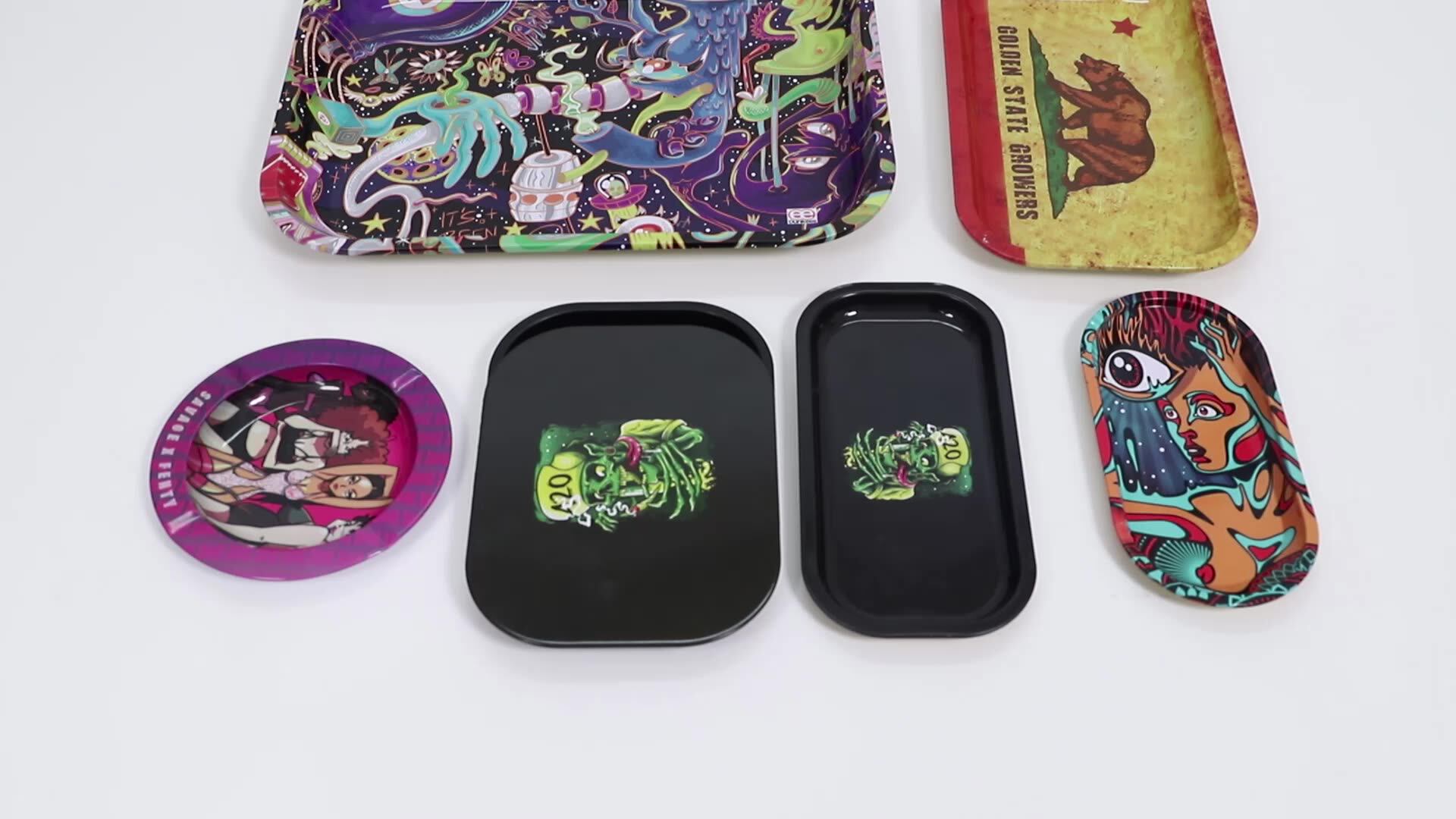 Tinplate Plate 18*14cm Metal Small Rolling Tray Tobacco Customizable