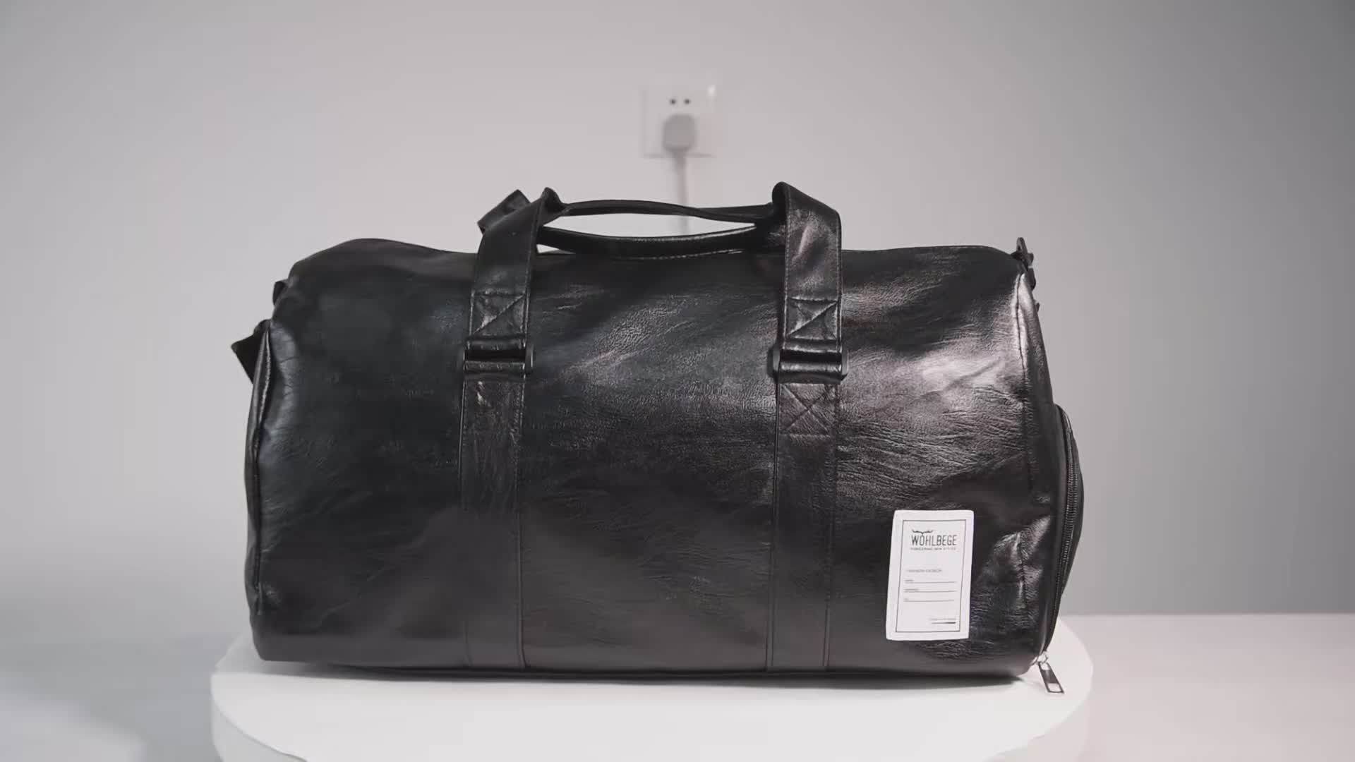 Custom Foldable Mens Travel Bag Leather Waterproof Gym Duffel Bag Women