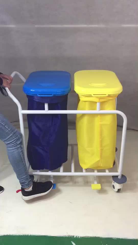 Btslt008 Double Bin Medical Dressing Laundry Hospital Linen Trolley