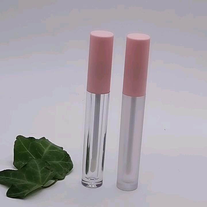 Round Pink Clear Lip Gloss Tube,Pink Lipgloss Tube,4ml Lipgloss
