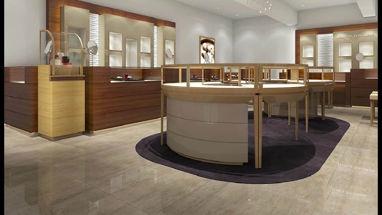 Gold Stainless Steel Jewelry Display Showcase And Used Jewellery