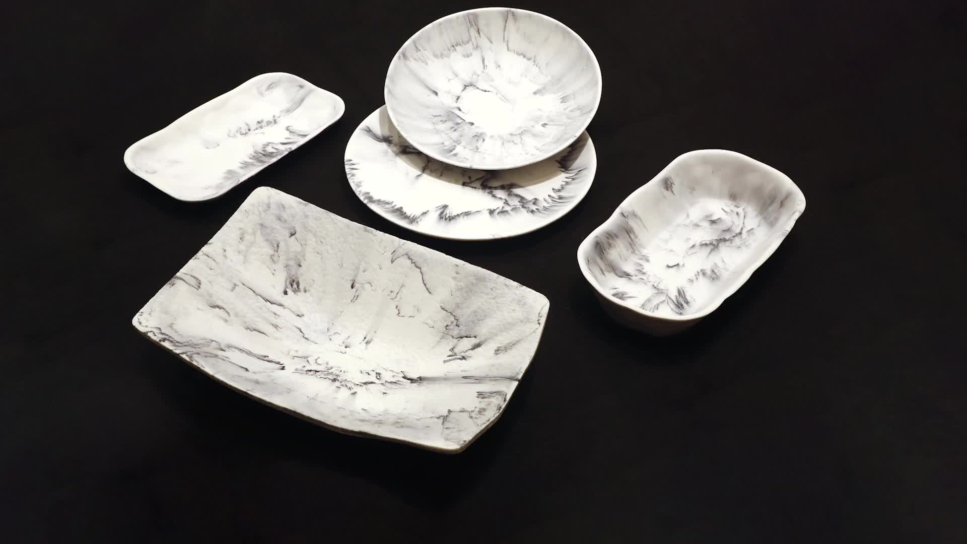 Reusable Resin White Restaurant Dinnerware Custom Dinner Serving Dishes Plates Sets Buy Dishes