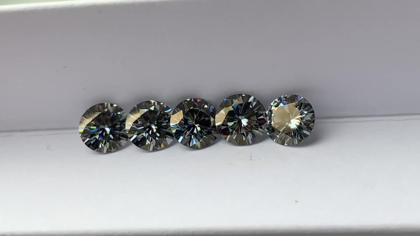 Gray Color 3-15mm Loose Gemstone Light Grey Brilliant Cut Carat