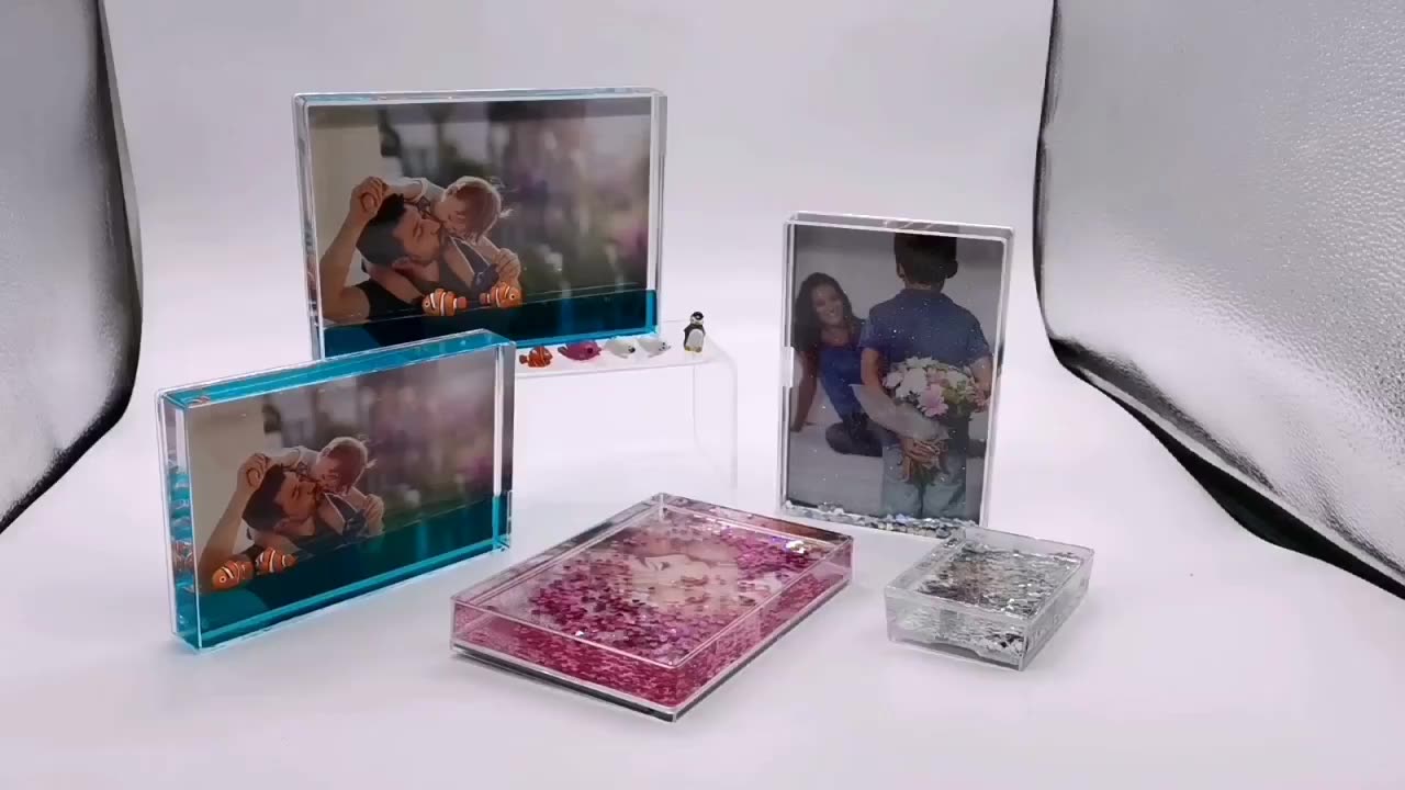 4x6 Instax Liquid Glitter Photo Frame Clear Crystal Acrylic Water