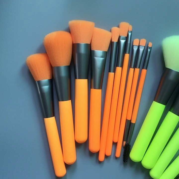 10pcs Neon Makeup Brush Set Green Orange Pink Make Up Brushes Set With