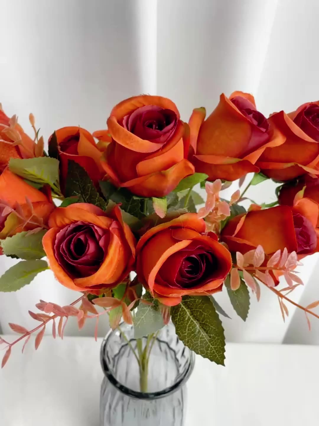 China Supplier Wholesale 11branch 11head Long Bunch Rose Artificial