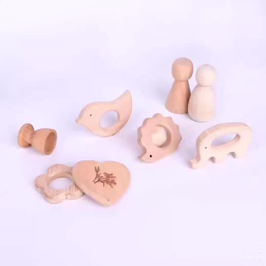 New Style Baby Wood Bead Neutral Pacifier Clips Teething Wooden Round