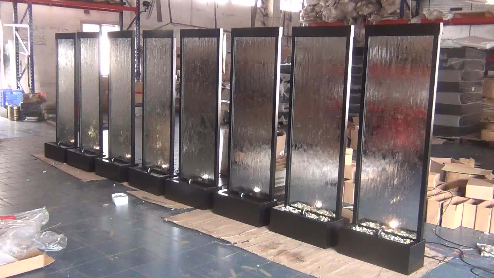 Exterior Artificial Wall Glass Indoor Waterfall Fountain,Bronze Mirror Waterfalls For House