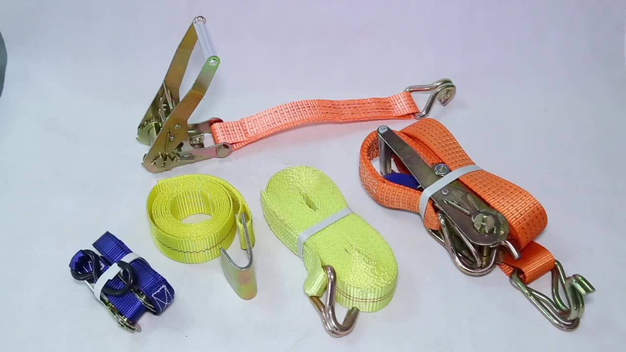 100 Polyester Cargo Lashing Ratchet Strap Belt With Ratchet Buckle