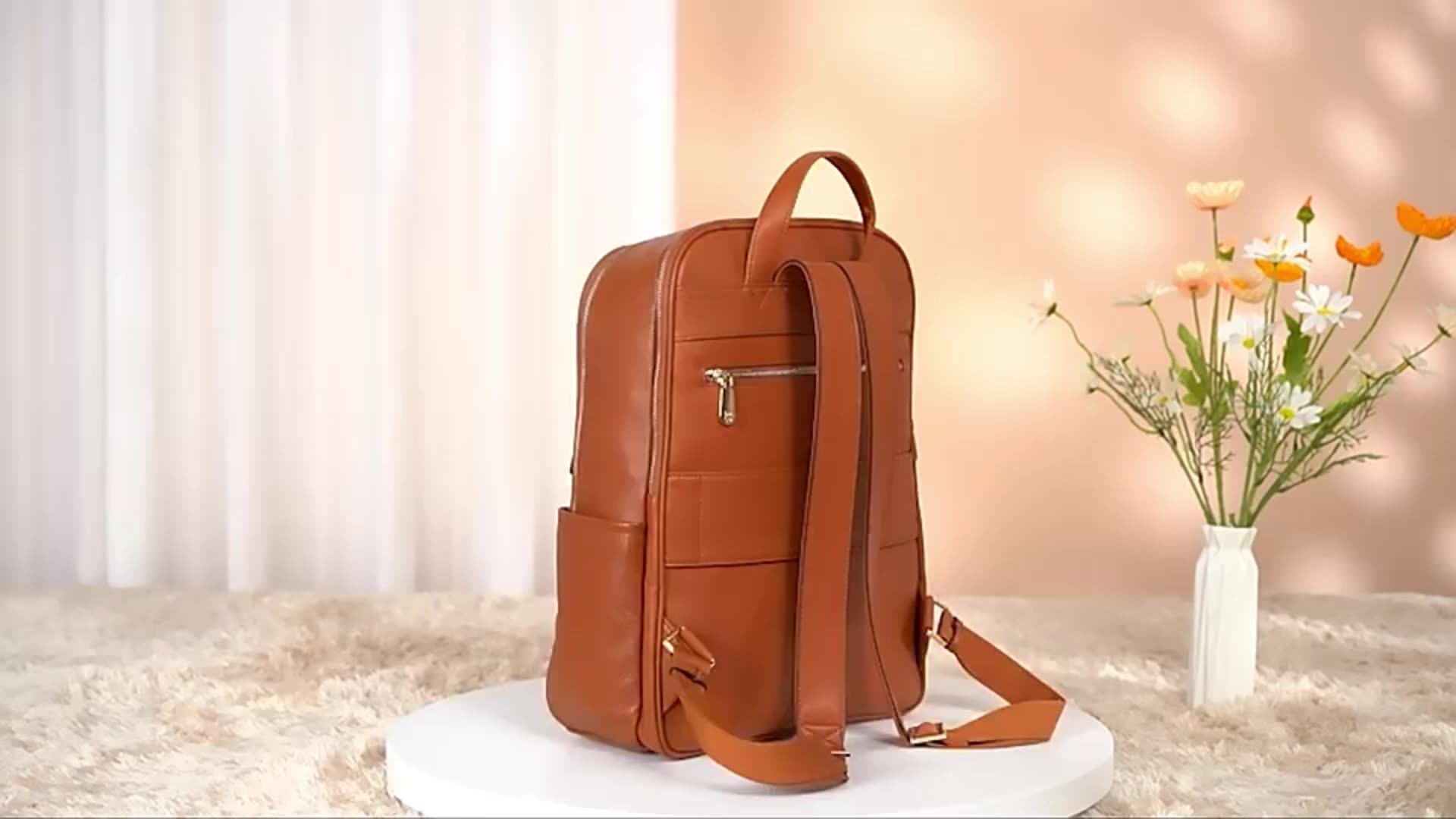 Genuine Leather Backpacks Ladies Travel Bag Custom Logo Design Business