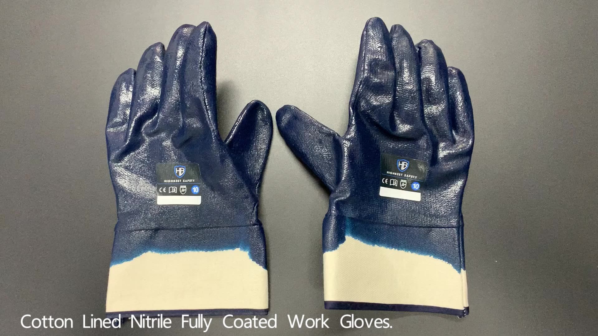 N742 Heavy Duty Cotton Lined Nitrile Fully Coated Work Gloves Jersey