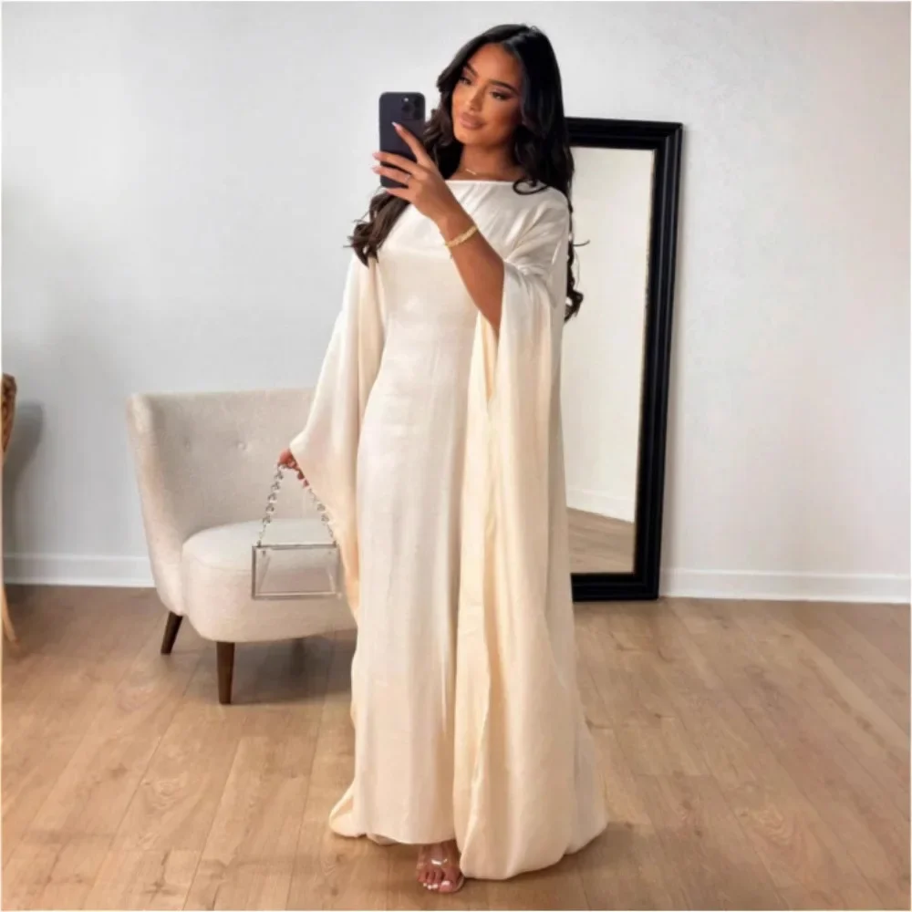 One Piece 2025 New Style Muslim Ladies Fluorescent Fashion dress AliExpress Amazon Robe Dubai abay