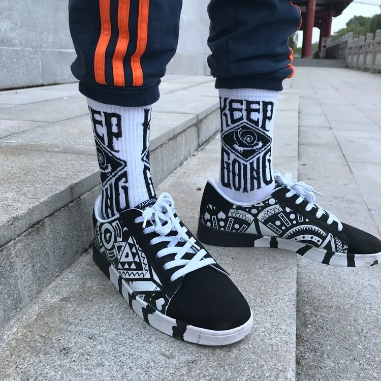 Long socks for women, knee-high socks, Korean college style, Japanese letter cotton socks, spring and autumn socks, men's waist socks wholesale 