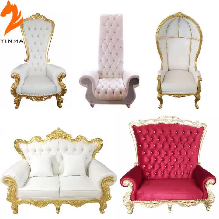 King And Queen High Back Cheaper Gold Throne Chairs Royal Luxury