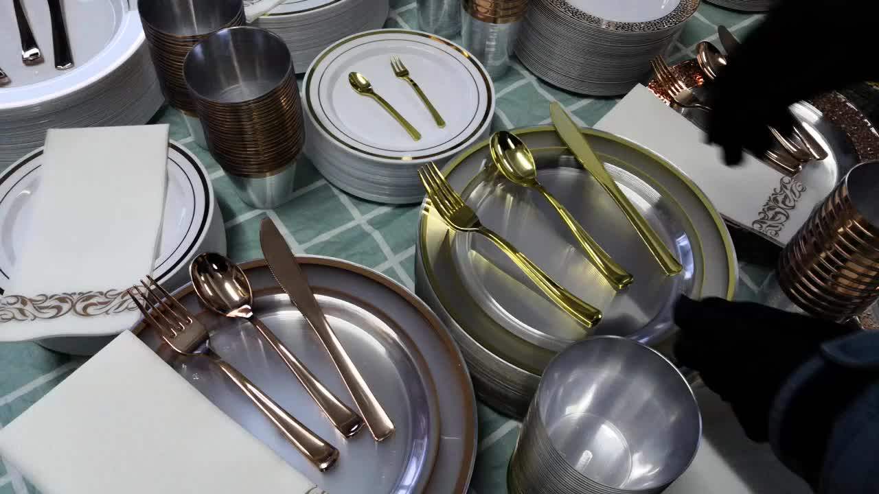 200 Gold Plastic Silverware Set Gold Plastic Cutlery Set,Disposable