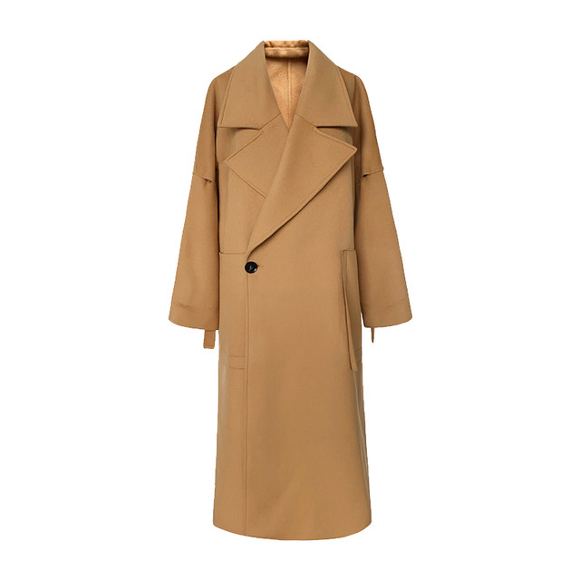 HONORE古月 王炸款/高定系列双面羊绒大衣 驼色宽松长款毛呢外套