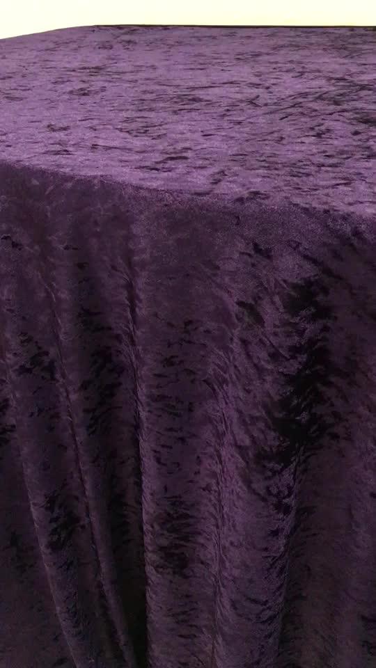 TC039 purple crushed velvet table cloth round banquet tablecloth cover